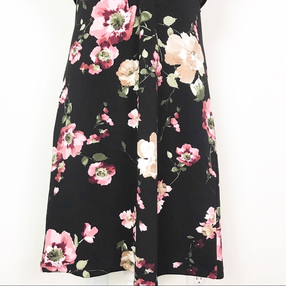 Les Amis Midi Dress Ruffle Flutter Sleeves Black - Picture 3 of 9